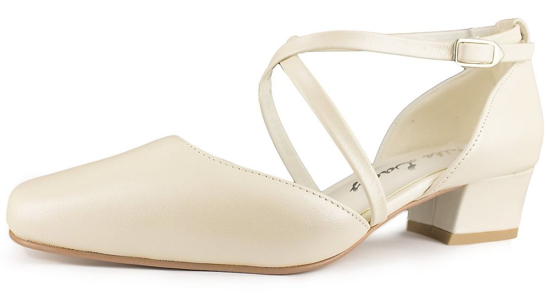 White Lady 177 offwhite Leder - weite Brautschuhe mit Kreuzriemchen Slingpu günstig online kaufen