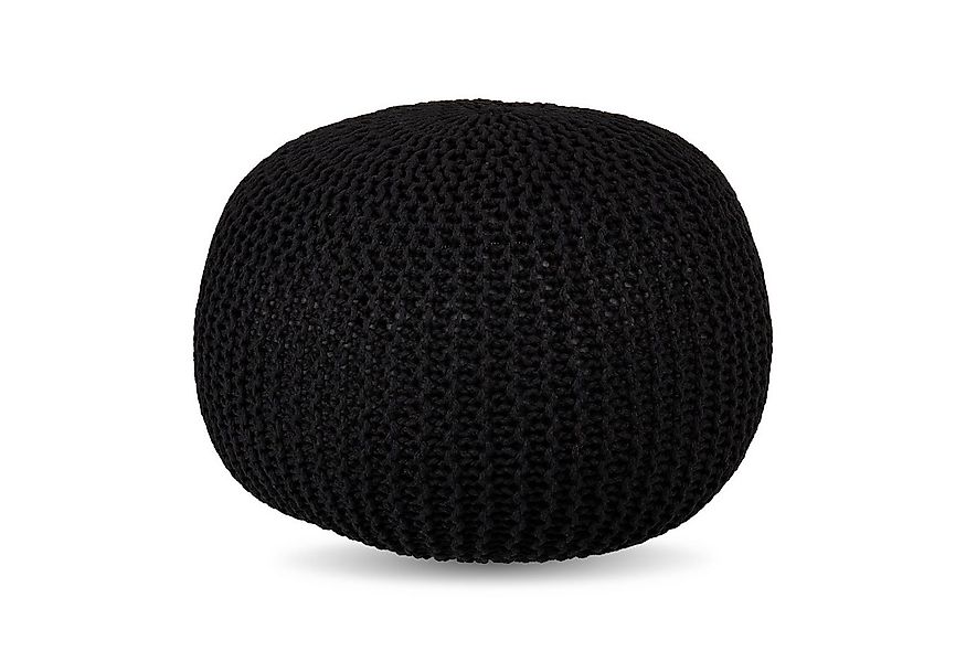 relaxdays Pouf Gestrickter Pouf, schwarz günstig online kaufen
