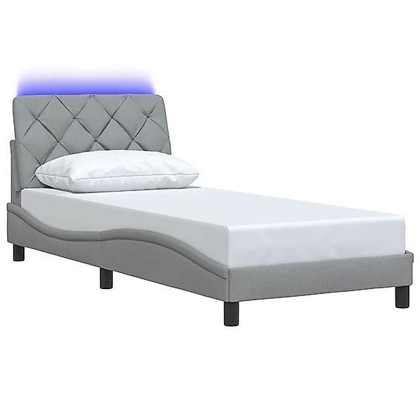 vidaXL Bett Bettgestell mit LED ohne Matratze Hellgrau 90x190 cm Stoff günstig online kaufen