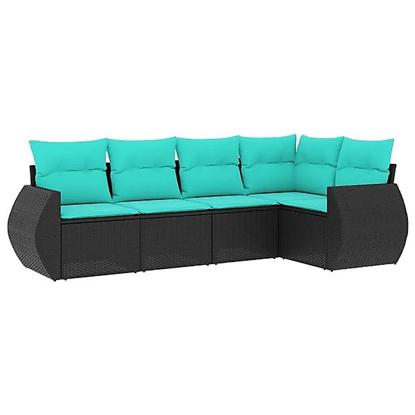 vidaXL 5-Tlg Gartensofa-Set mit Kissen Schwarz Polyrattan 3221326 günstig online kaufen