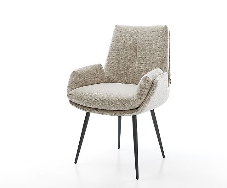 Esszimmerstuhl Clea-Flex Webstoff Soft Beige 4-Fuß konisch Schwarz günstig online kaufen