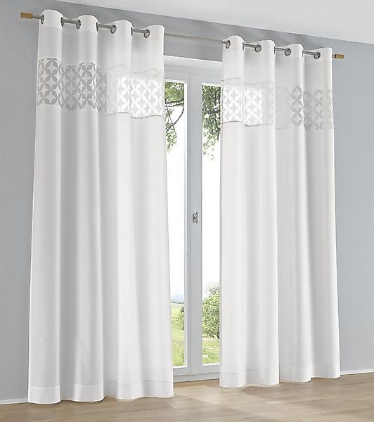 Kutti Vorhang Jessy weiß (1 St), Ösen, halbtransparent, Ausbrenner, moderne günstig online kaufen