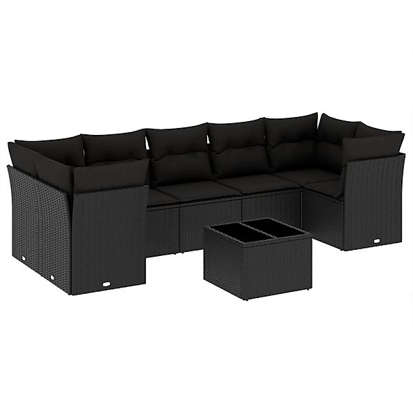 vidaXL 8-Tlg Garten-Sofagarnitur mit Kissen Schwarz Poly Rattan 3249124 günstig online kaufen