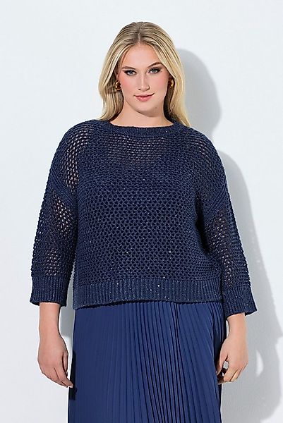 Ulla Popken Strickpullover Pullover Pailletten Oversized Rundhals 3/4-Arm günstig online kaufen