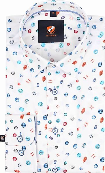 Suitable Twill Hemd Bälle Weiß - Größe 41 günstig online kaufen