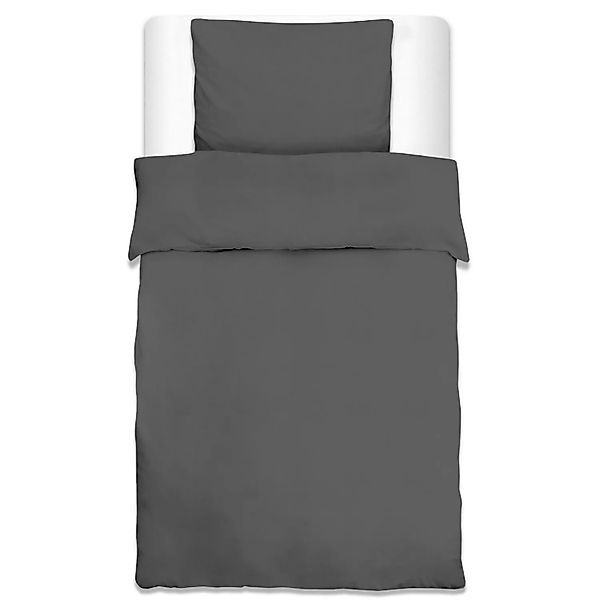 Beautissu 1er Set Renforcé Bettwäsche Set Julie 155x220cm 2tlg. Anthrazit günstig online kaufen