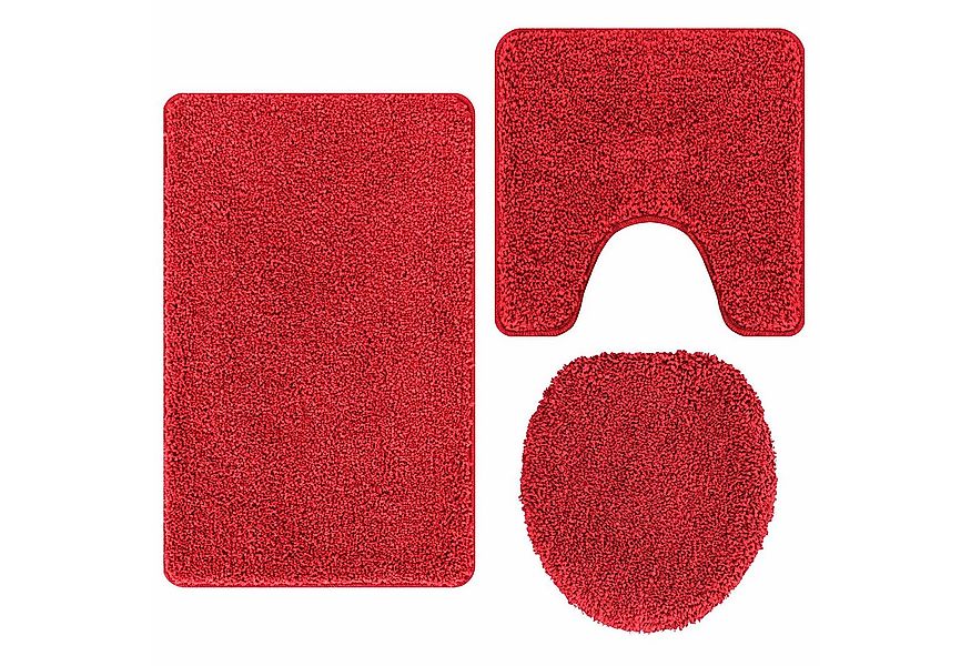 vidaXL Badematte Anti-Rutsch Badematten-Set 3 pcs Rot PP, Höhe 0.2 mm, Poly günstig online kaufen