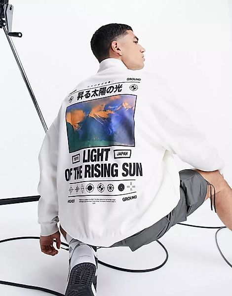 ASOS DESIGN – Oversize-Sweatshirt in Beige mit Rollkragen und Natur-Print h günstig online kaufen