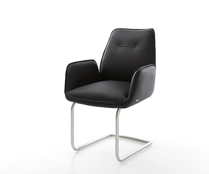 Freischwinger Zoa-Flex Echt-Leder Schwarz Freischwinger rund Edelstahl Tasc günstig online kaufen