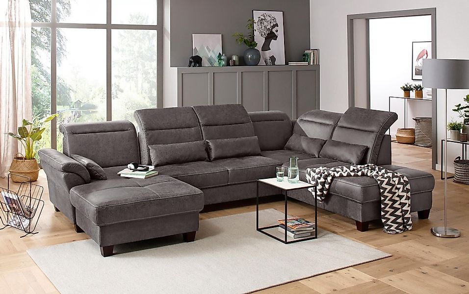 Home affaire Wohnlandschaft "Solvei U-Form" Sitztiefenverstellung und Feder günstig online kaufen