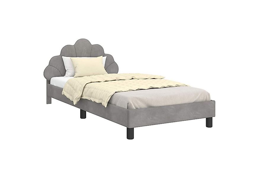 vidaXL Bett Kinderbettgestell mit Kopfteil Hellgrau 80 x 200 cm Samt (1-tlg günstig online kaufen