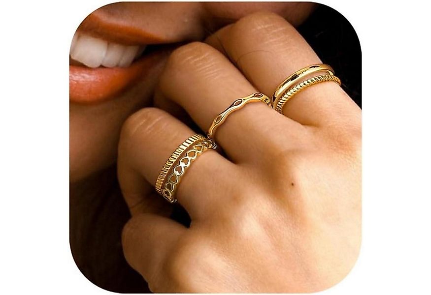 Adramata Ring-Set Vergoldete Verstellbare Ringe Set 5 Stück - Gold Daumenri günstig online kaufen