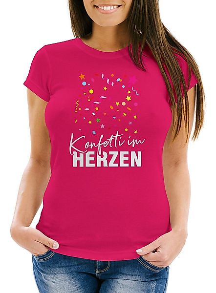MoonWorks Print-Shirt Damen T-Shirt Fasching Karneval Konfetti im Herzen Ko günstig online kaufen