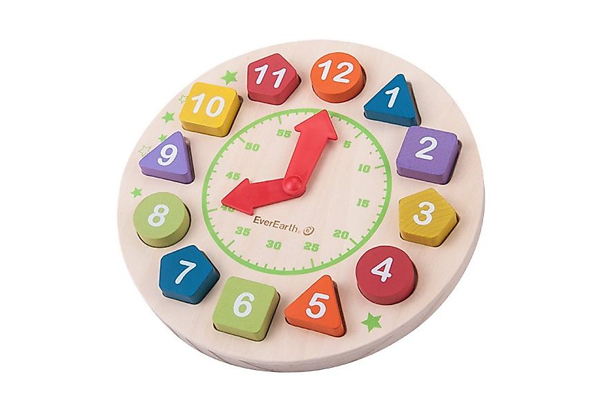 EverEarth® Lernspielzeug Kinderuhr aus Holz – Lernuhr zum Uhrzeit lernen günstig online kaufen