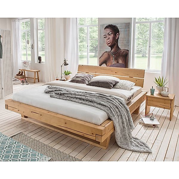 Massivholz Doppelbett mit 2 Nachttischen, 160x200 cm, Fichte massiv, Holzko günstig online kaufen