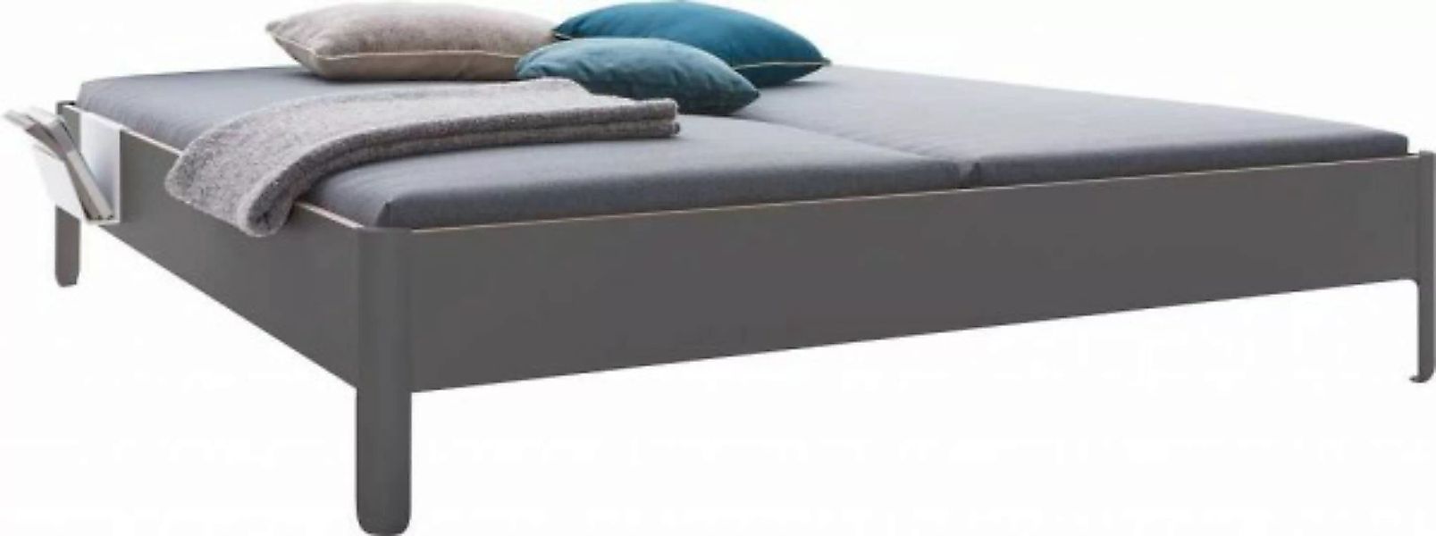 NAIT Doppelbett farbig lackiert Anthrazitgrau 160 x 200cm Ohne Kopfteil günstig online kaufen