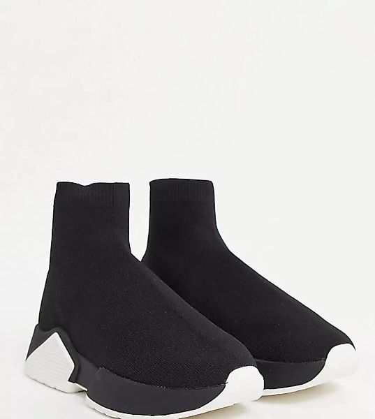 ASOS DESIGN – Wide Fit – Della – Sock-Sneaker in Schwarz günstig online kaufen