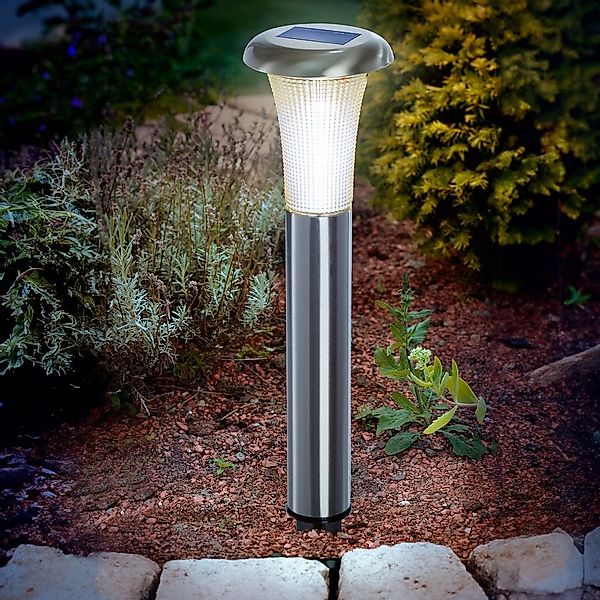 esotec LED Gartenleuchte Solar Edelstahl PIR-Standleuchte Vesuv H38cm 2800K günstig online kaufen