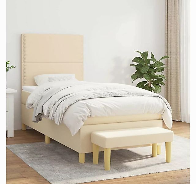 vidaXL Boxspringbett Boxspringbett mit Matratze Creme 100x200 cm Stoff Bett günstig online kaufen