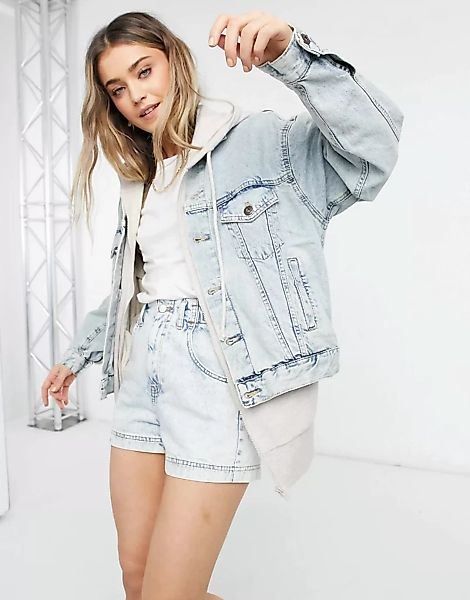 Cotton:On – Oversized-Jeansjacke in verwaschenem Hellblau günstig online kaufen