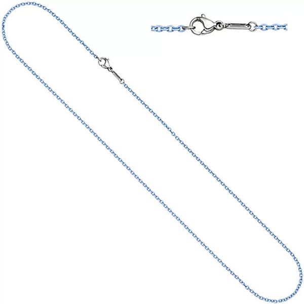 SIGO Rundankerkette Edelstahl blau lackiert 42 cm Kette Halskette Karabiner günstig online kaufen