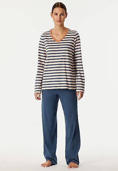 Schiesser Schlafanzug "Casual Essentials", (2 tlg.), Baumwolle, V-Ausschnit günstig online kaufen
