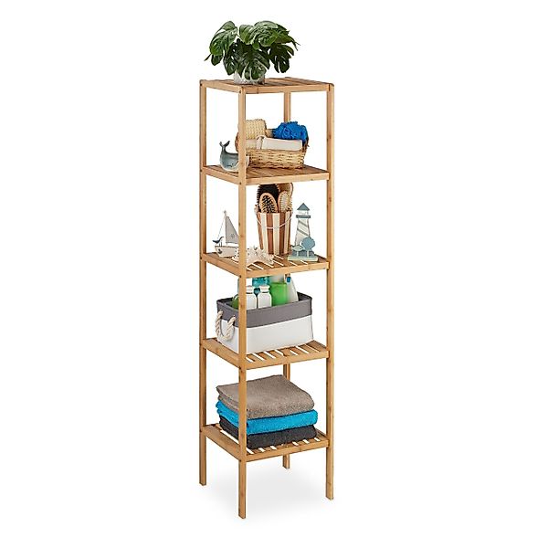 relaxdays Badmöbel-Set Badregal Bambus mit 5 günstig online kaufen