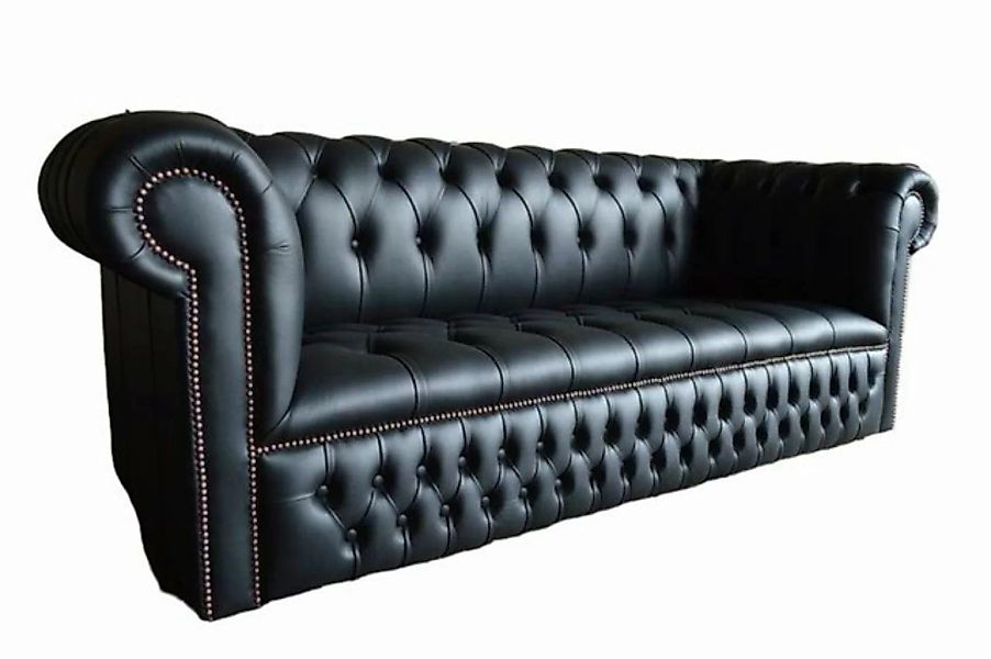 JVmoebel Chesterfield-Sofa Schwarze Designer Sofa Couch Kunstleder XXL 3 Si günstig online kaufen