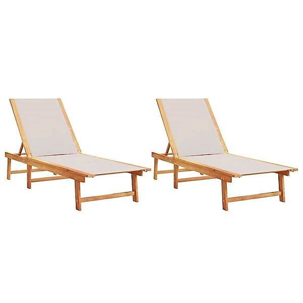vidaXL Sonnenliegen 2 Stk Grau Massivholz Akazie und Textilene 3279249 günstig online kaufen
