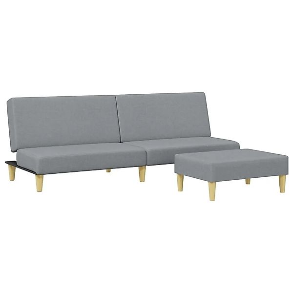 vidaXL Schlafsofa 2-Sitzer mit Fußhocker Hellgrau Stoff 3216224 günstig online kaufen