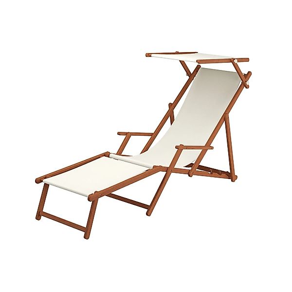 Erst-Holz Strandstuhl Holz-Liegestuhl Holzklappstuhl Stofffarbe Weiß 10-300 günstig online kaufen