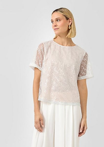 s.Oliver Kurzarmbluse Bluse Pailletten-Shirt mit transparenten Ärmeln und R günstig online kaufen