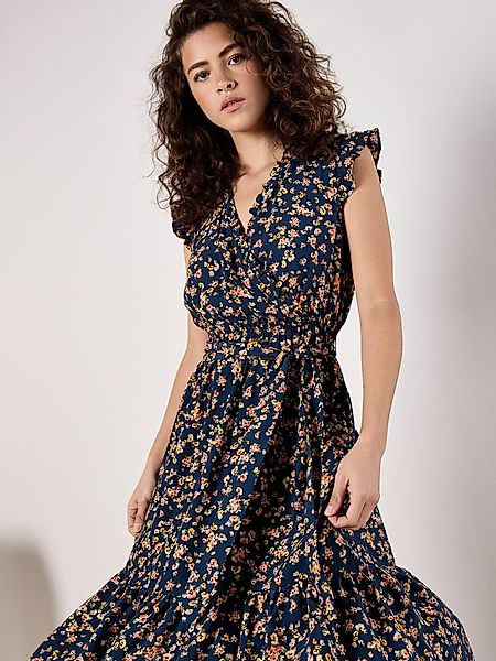 Apricot Druckkleid Geblümtes Bardot-Maxikleid, (2-tlg., Stoffgürtel) günstig online kaufen