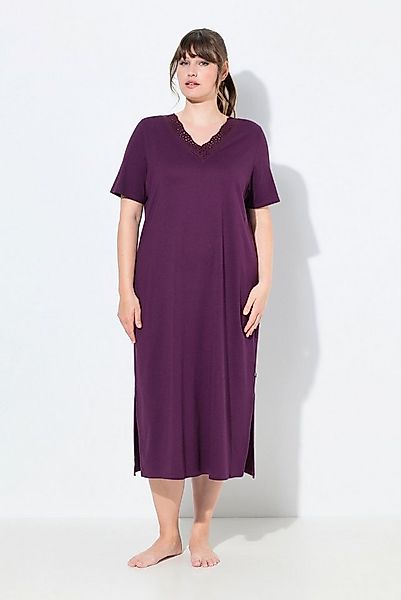 Ulla Popken Nachthemd Nachthemd Lochstickerei Halbarm Modalmix günstig online kaufen