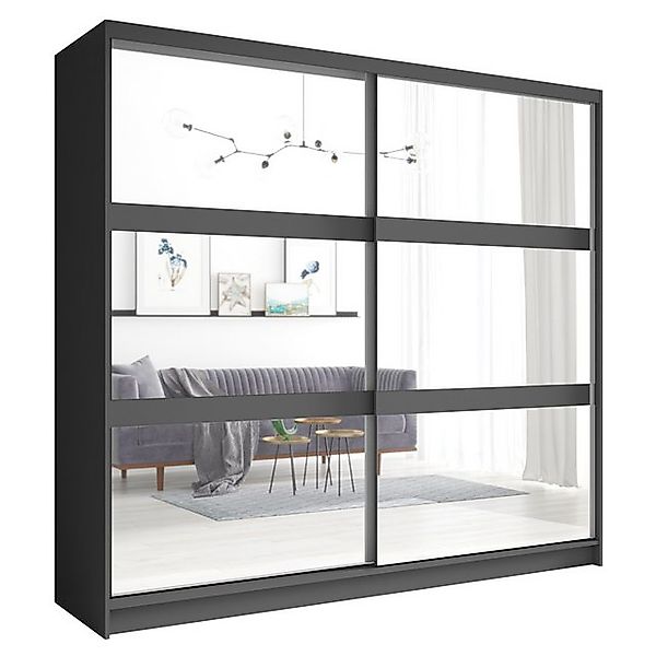 Lomadox Schwebetürenschrank FAIDO-166 Kleiderschrank, 230cm breit, graphit, günstig online kaufen