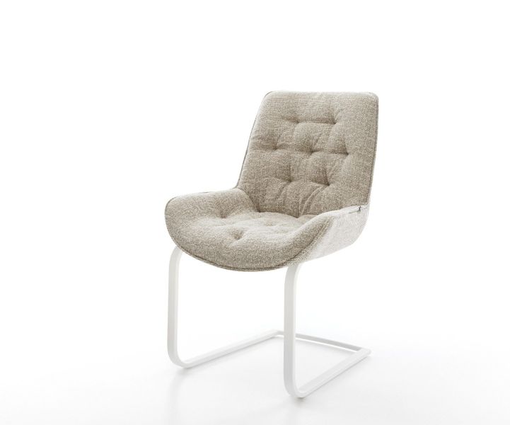 DELIFE Polsterstuhl Taimi-Flex, Freischwinger flach Weiß günstig online kaufen