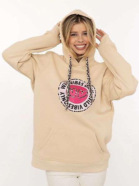 Zwillingsherz Hoodie ""Wild Vibes"", runder Druck, Leo Details, Stickerei a günstig online kaufen