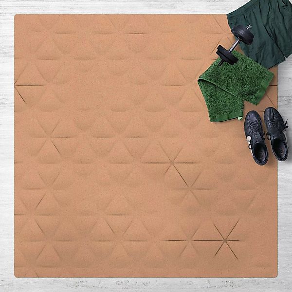 Kork-Teppich Abstrakte Dreiecke in 3D günstig online kaufen