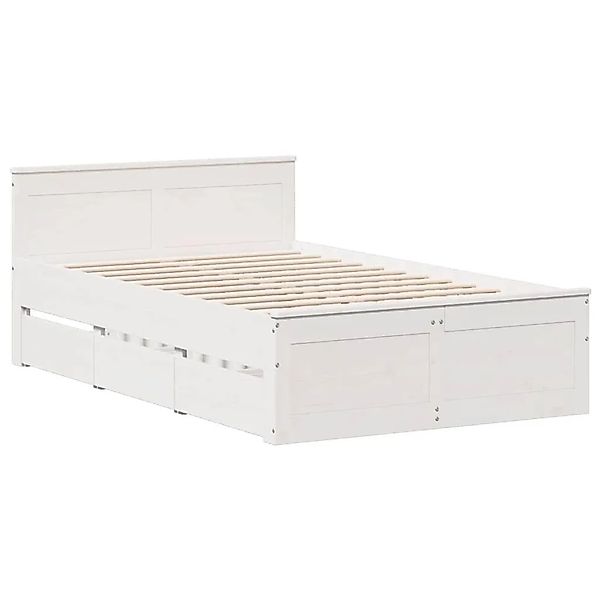 vidaXL Massivholzbett ohne Matratze mit Kopfteil Weiß 135x190cm Kiefer 3308 günstig online kaufen