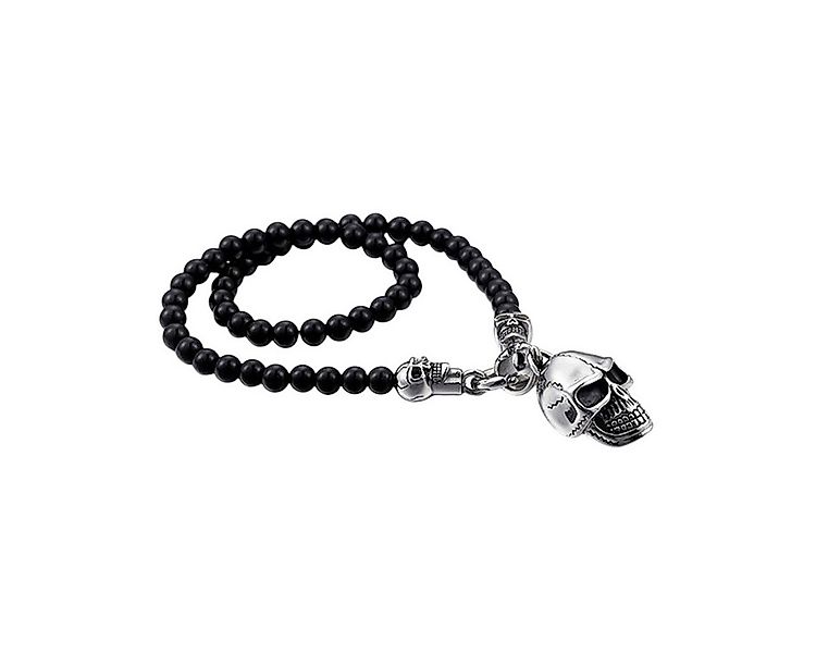 KARMA Kette mit Anhänger Herren Perlenkette schwarz Totenkopf Halskette Her günstig online kaufen