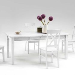 Kiefer Esstisch in Weiß Landhausstil günstig online kaufen