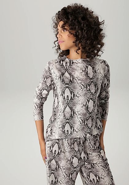 Aniston CASUAL Langarmshirt, mit farbharmonischen Schlangen-Druck - NEUE KO günstig online kaufen
