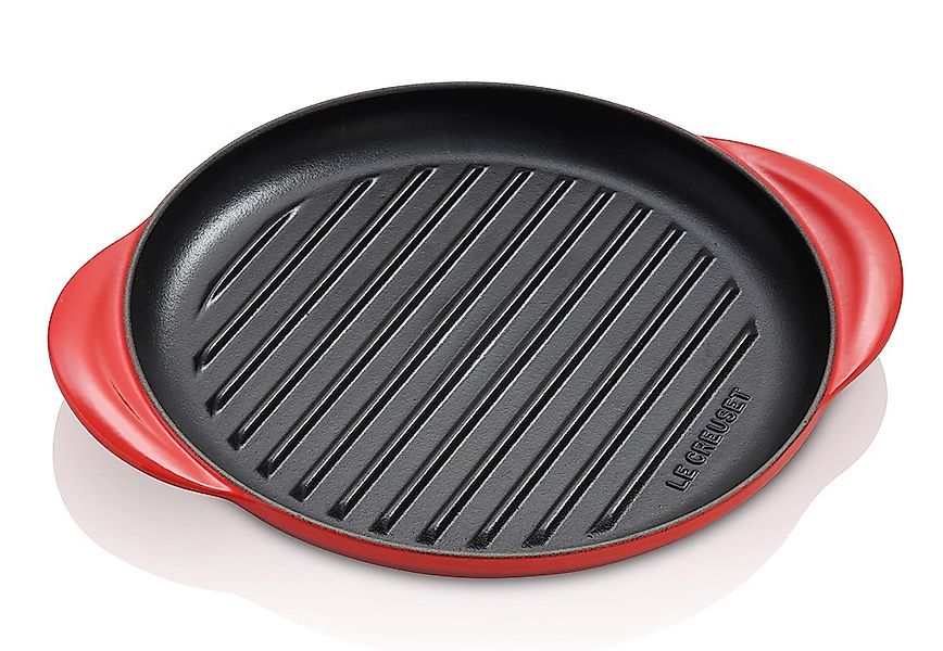 Le Creuset Grillplatte Rund Gusseisen Kirschrot 25cm günstig online kaufen