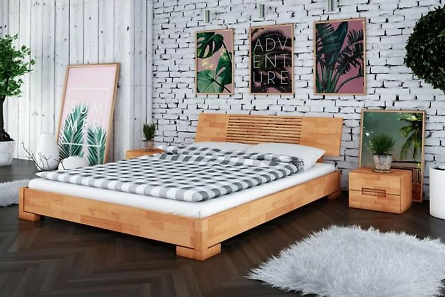 Natur24 Einzelbett Bett Bento 11 Sonderlänge 160x220 Kernbuche Holzkopfteil günstig online kaufen