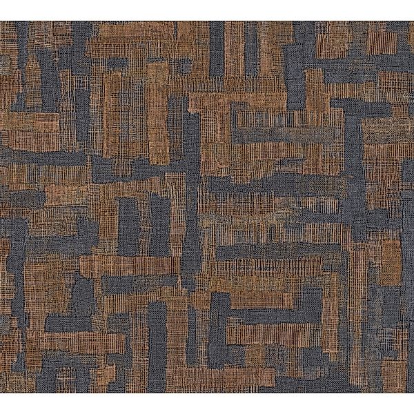 A.S. Creation Vliestapete Holzblock Ethno 10,05 m x 0,53 m Braun-Blau FSC® günstig online kaufen