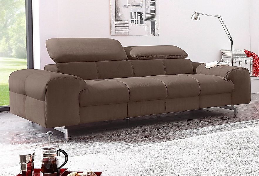 COTTA 3-Sitzer Chef, Big-Sofa mit Kopfteilverstellung, edle Metallkufen günstig online kaufen