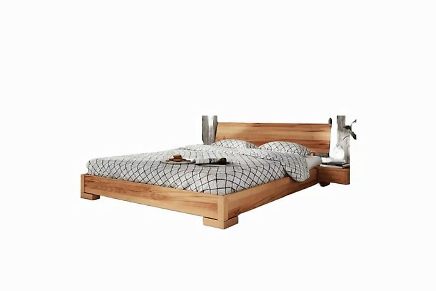 Natur24 Bett Bett Bento 3 Sonderlänge 200x210 Kernbuche Holzkopfteil und Ho günstig online kaufen