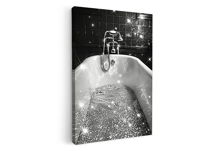 OneMillionCanvasses® Leinwandbild Badewanne - Glitzer - Schwarz und weiß - günstig online kaufen