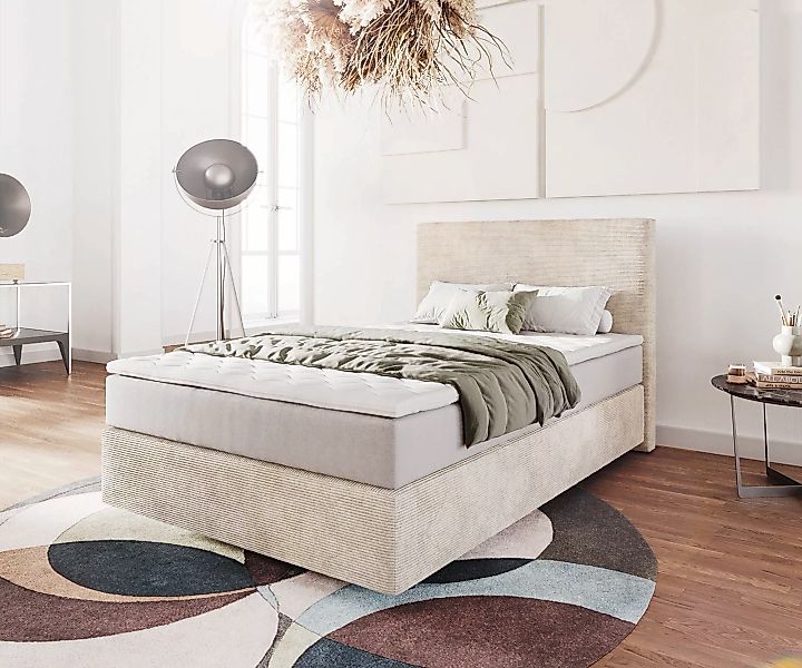 DELIFE Boxspringbett Dream-Well, Cord Beige 120x200 günstig online kaufen