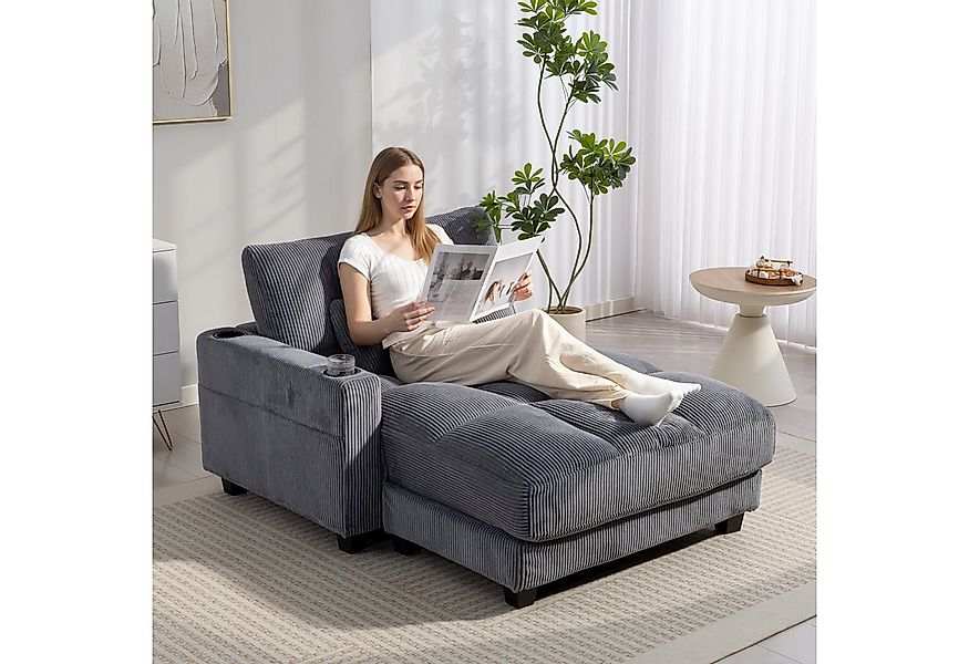 HOMCOM Schlafsofa mit Getränkehalter, Sofa mit Schlaffunktion 1 Teile, für günstig online kaufen